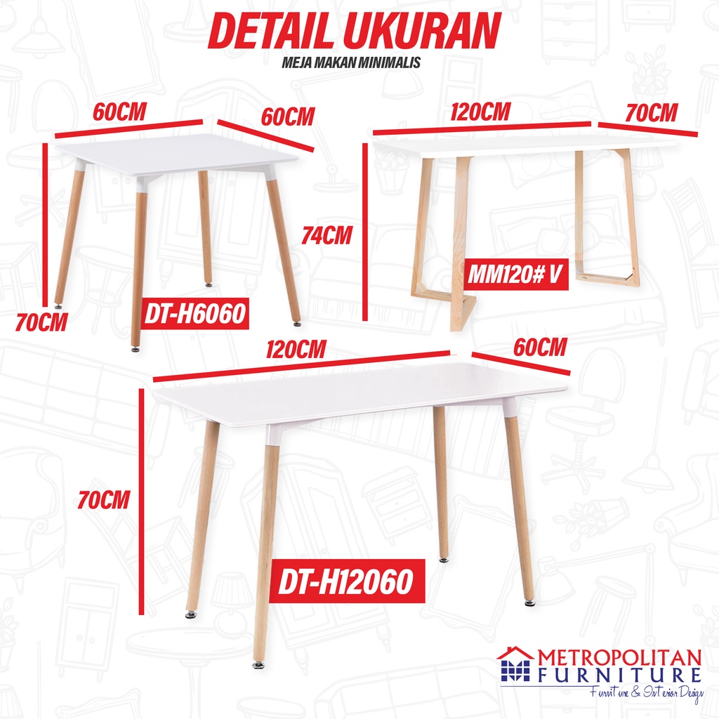 Meja Makan set Meja Cafe Minimalis Dining Table