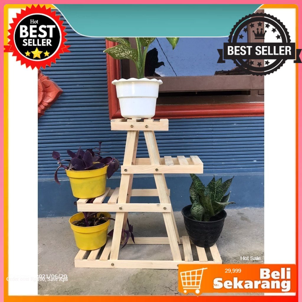 RAK BUNGA SUSUN 5 POT/ RAK BUNGA UNik/ RAK SERBAGUNA KAYU / RAK BUNGA KAYU / RAK BUNGA MINIMALIS