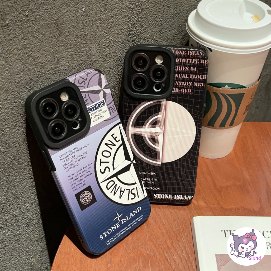 IPHONE Fashion Grid Stone Island Couple Kompatibel Untuk Iphone14 13 12 11 Pro Max SE 2020 X Xr Xs Max8 7 Plus Perlindungan Shockproof Casing Ponsel Lembut Silicon Cover XJJJJ