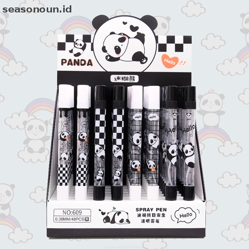 Seasonoun Pen Kartun Panda Portable Isi Ulang Wrig Pompa er Kosong Keren Pena Air Siswa Belajar Alat Tulis Wrig.