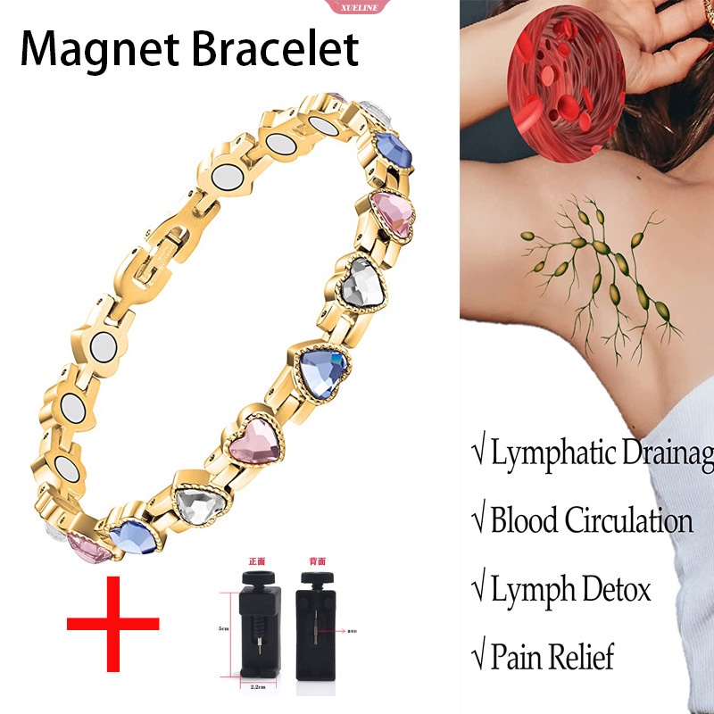 Fashion Berbentuk Hati Kristal Zirkon Gelang Magnetik Anti-Letih Pembakar Lemak Wanita Cahaya Mewah Energi Healthcare Bracelet [ZXL]