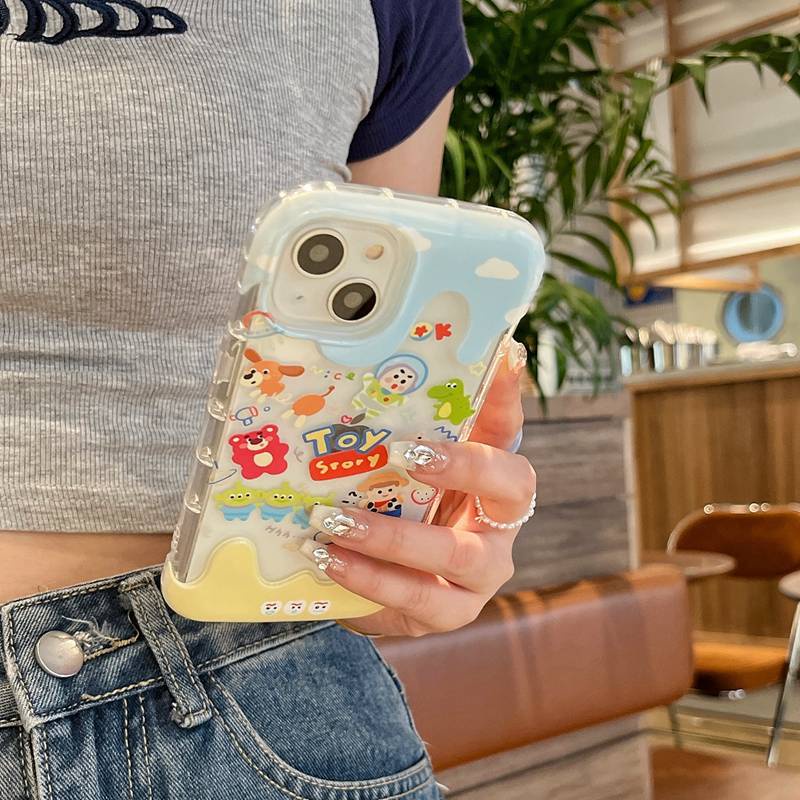 【3D Ice Cream】Cute Clear Toy Story Soft Case IPhone 7 8 Plus XR XS Max 11 12 13 14 Pro Max 14 Plus for Women Girl Gift Cartoon Disney