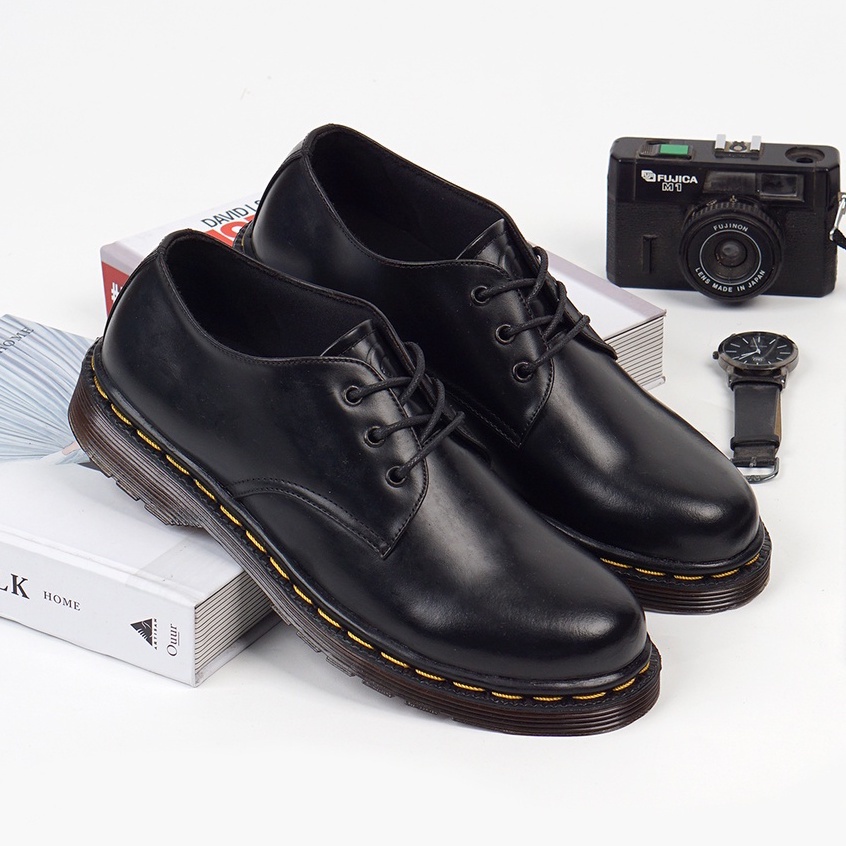 KALMAR BLACK - (KULIT ASLI) Sepatu Boots Pria Vintage Derby Shoes Formal Pantofel Oxford Original Gr