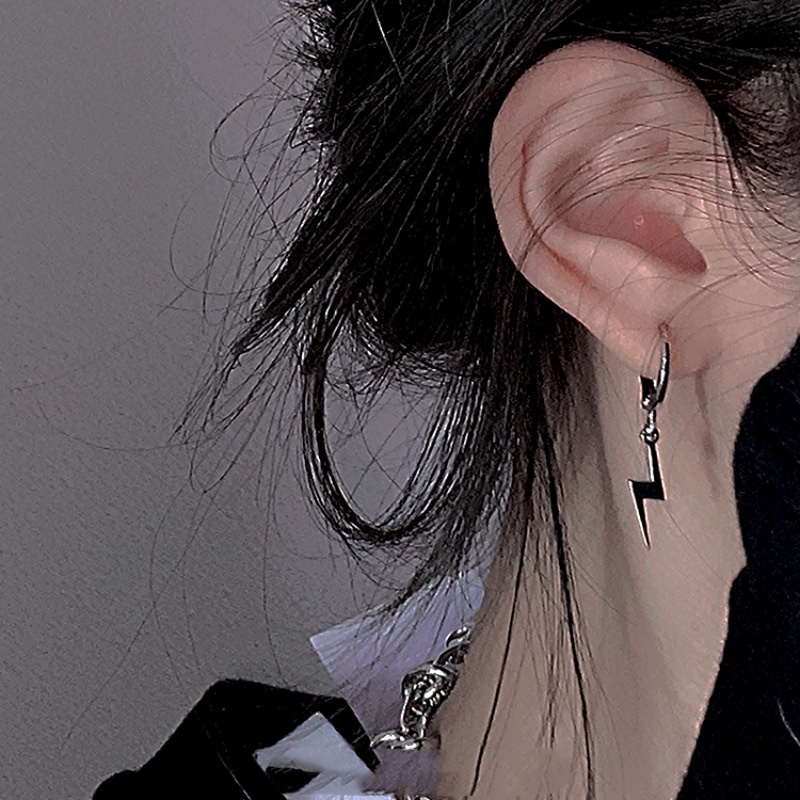 Punk Rock Fashion Lightning Drop Earring Untuk Wanita Pria Kepribadian Hip-hop Unisex Earrings Perhiasan Aksesoris Pesta