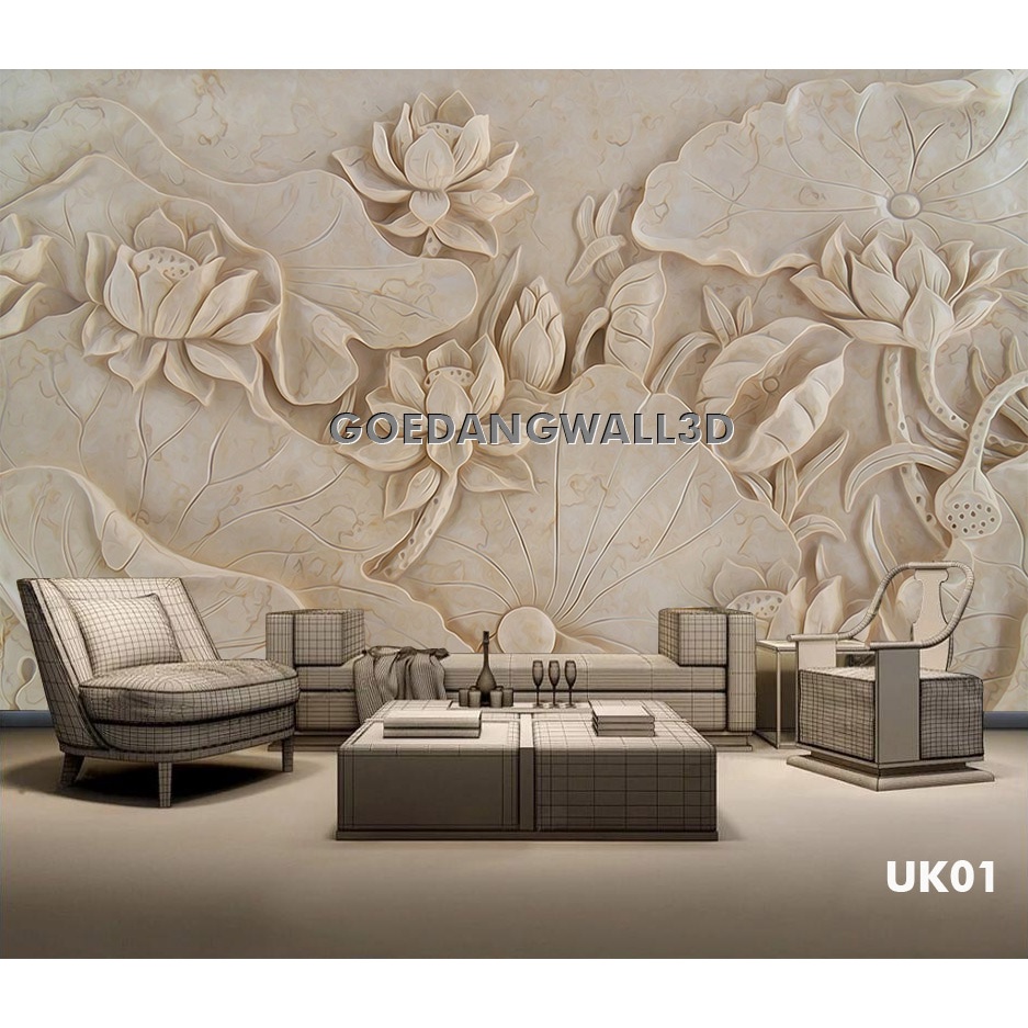 Wallpaper Custom Relief Floral 3d, Wallpaper Dinding 3d, Wallpaper Custom 3d,Wallpaper Relief Bunga 