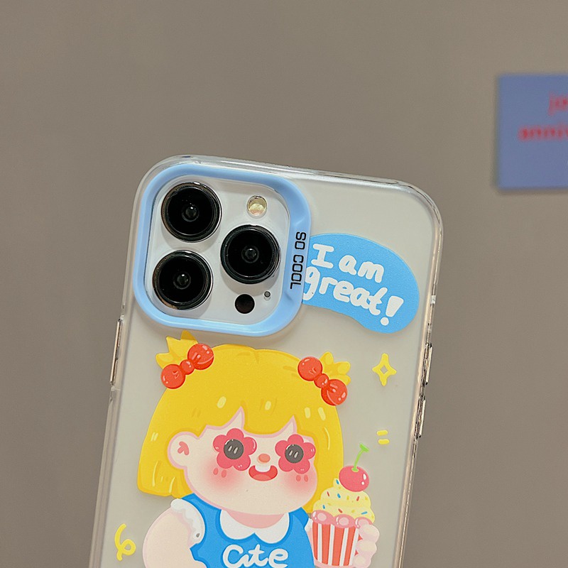 Cute ICE Cream Girl Woman Skin Feel Soft Case HP iP iPhone 12 13 14 Pro Max 11 So Cool FTD Casing Apple