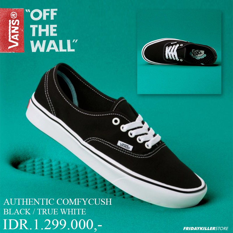 SEPATU VANS OFF THE WALL | AUTHENTIC COMFYCUSH BLACK WHITE