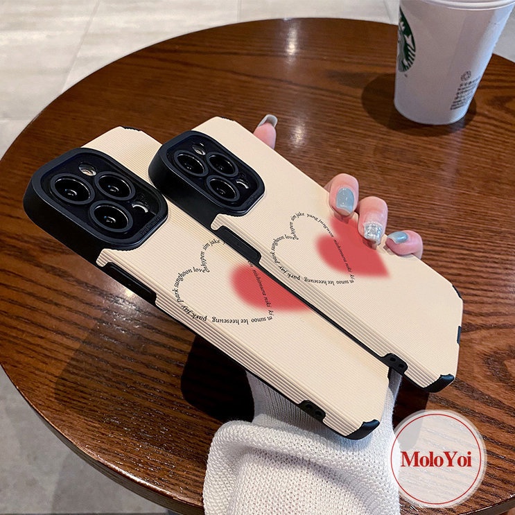 Casing Ponsel Silikon Cinta Hati Sederhana Tahan Guncangan Untuk iPhone XR XS X Max8 7 Plus 11 13 12 14 Pro Max 7Plus Tekstur Kulit Mewah Lembut Tpu Penutup Belakang