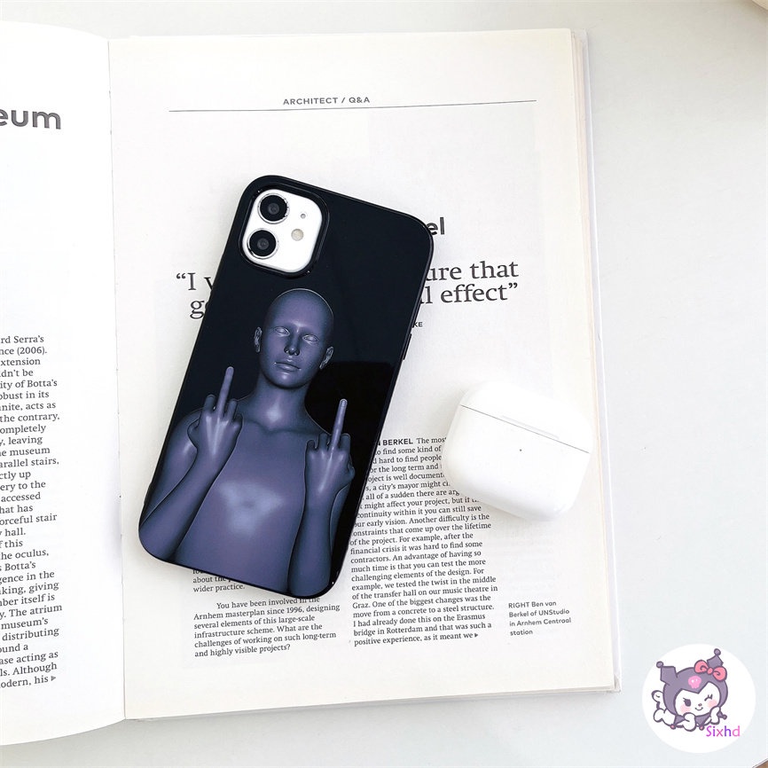 IPHONE Kompatibel Untuk Iphone14 13 12 11 Pro Max SE 2020 X Xr Xs Max8 7 6Plus Fun Black Robot Premium Silicone Phone Case Lembut Anti Jatuh Pelindung TPU Cover XJJJJ