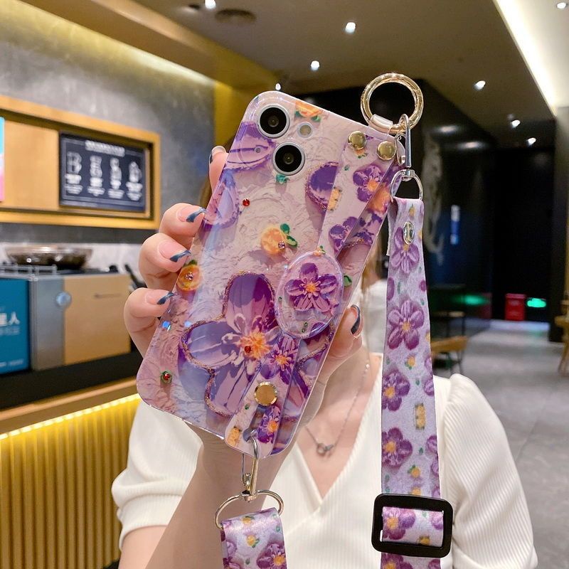 IPHONE Casing Ponsel Desain Berlian Burik Bunga Warna-Warni Kompatibel Dengan Iphone12 13 11 Pro Max X Xs Max Xr dxcf