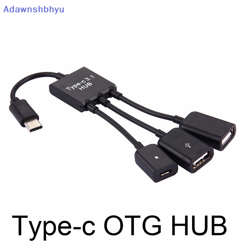 Adhyu 3in1 3port USB-c Type-c 3.1 Male to USB 2.0 OTG HUB Adapter Kabel Converter ID