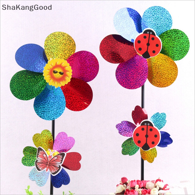 Mainan Anak Selip Warna-Warni Sequin Windmill Wind Spinner Dekorasi Rumah Taman Halaman SKK