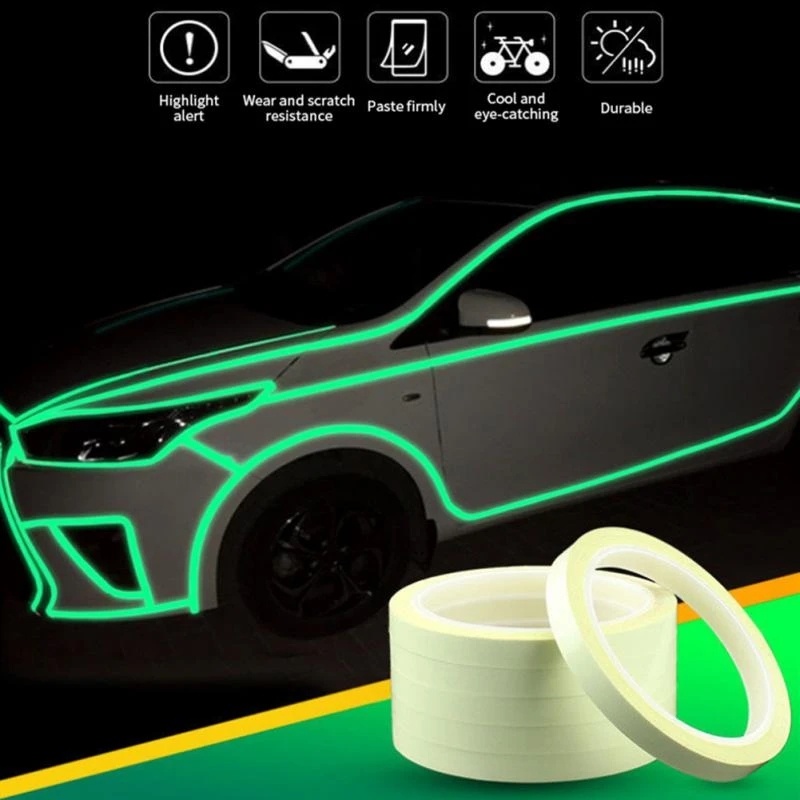 Luminous Tape Mobil Styling Reflektif Self-adhesive Stiker Glow In Dark Safety Stiker Warna-Warni Neon Peringatan Tape Panggung Tangga Dekorasi Pesta Rumah