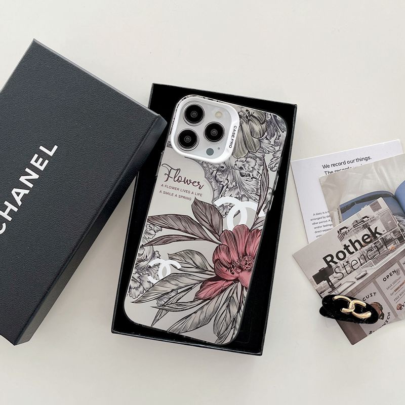 Fashion Brand Vintage Flower Soft Case HP iP iPhone 14 13 12 Pro Max 11 Matte Silver FTD Casing Apple