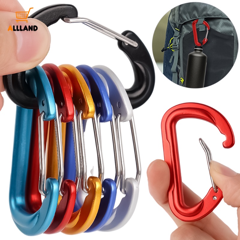 1pc Gesper Carabiner Paduan Aluminium Tipe D/Gesper Ransel Peralatan Berkemah/Botol Air Gantung Snap Hook Keychain Outdoor