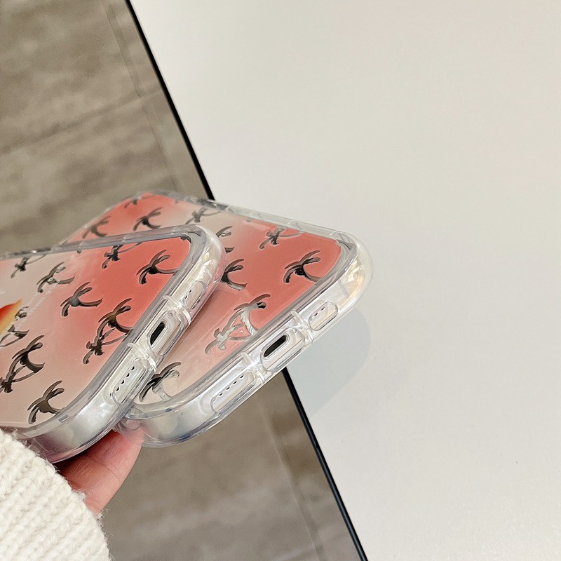 【Ice Cream Mirror】Air Bag PrettyOrange Coconut Tree Soft Case IPhone 11 12 13 14 Pro Max Women's Gift Cute Phone Case Make Up