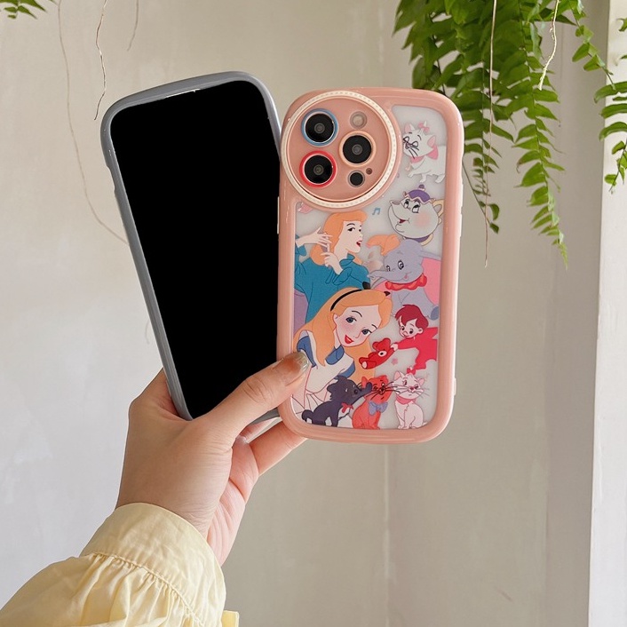 Camera Protect Cream Soft Case IPhone 11 13 12 14 PRO Max Phone Case for Women Girl Cute Snow White Princess