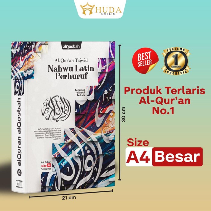 ⭐PROMO BUKU (COD)⭐ [READY] AL-QURAN TAJWID NAHWU LATIN TERJEMAH PERHURUF PERKATA A4 BESAR - Hijau