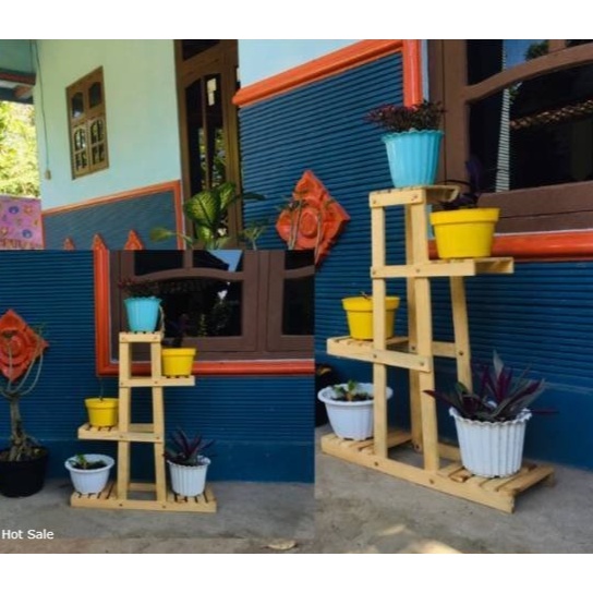 RAK BUNGA SUSUN 5 POT/ RAK BUNGA UNik/ RAK SERBAGUNA KAYU / RAK BUNGA