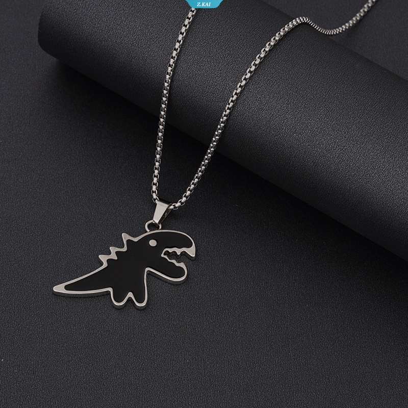 Kalung Liontin Dinosaurus Logam Vintage Rantai Goth Desain Kartun Lucu Pesona Choker Necklace Untuk Wanita Keren HipHop Perhiasan Leher [ZK]