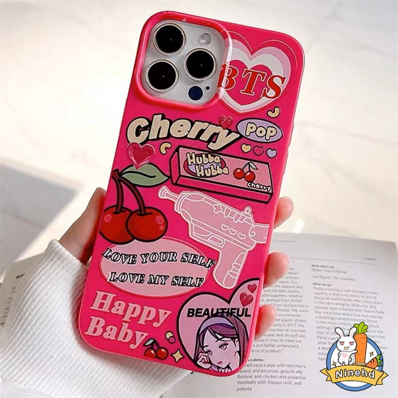 IPHONE Casing Kompatibel Untuk Iphone14 13 12 11 Pro Max X Xr Xs Max8 7 6 6s Plus SE 2020 Warna Permen Mawar Mewah Manis Keren Casing Ponsel Shockproof Halus Glossy Silikon Soft Case Cover