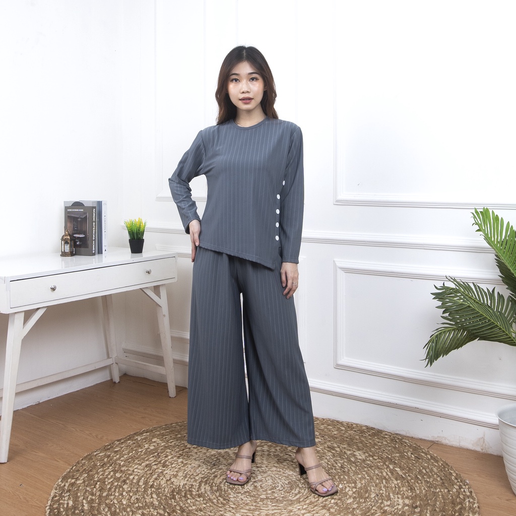 BEFAST - ZNF ONESET HANNY / Setelan Eden Hornet Knit Premium / Oneset Wanita Korean Style / Fashion Kekinian Wanita Remaja / Outfit Daily Wanita TrendyRe / Setelan Polos Casual / Oneset Kancing Pinggir