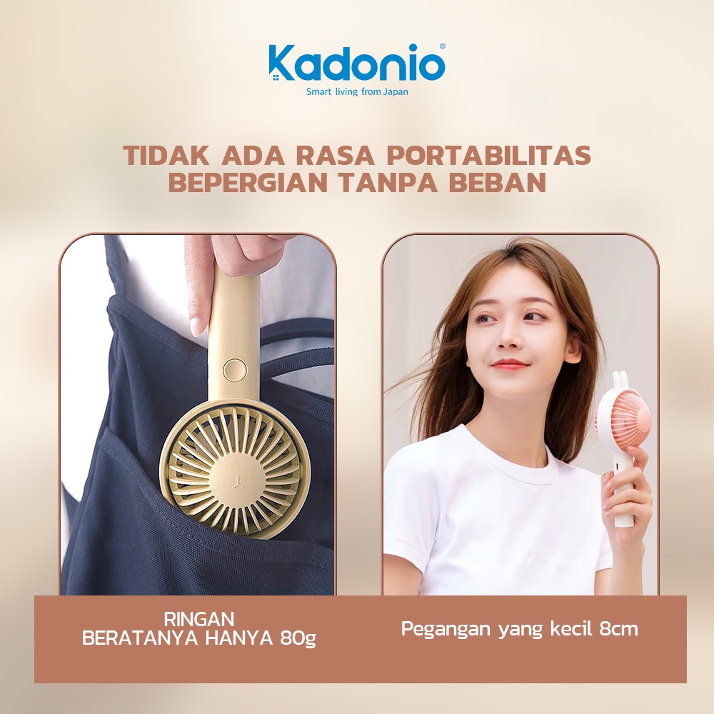 KADONIO Kipas Angin Mini Portable Karakter Meja USB Cas 3-Speed Adjustable Angle Adjustable 50° Ponsel Stand Holder KL-FN32