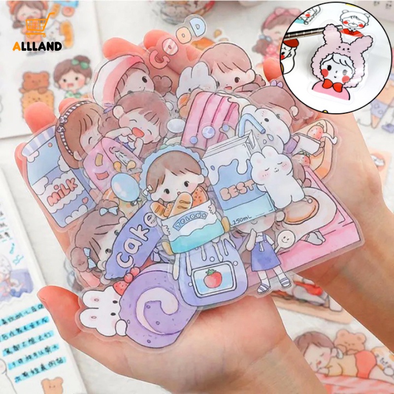 Kawaii Cream Zoo Stiker Alat Tulis Hewan Peliharaan Tahan Air/DIY Diary Stationery Stickers/Stiker Hiasan Cangkir Air Scrapbooking Lucu