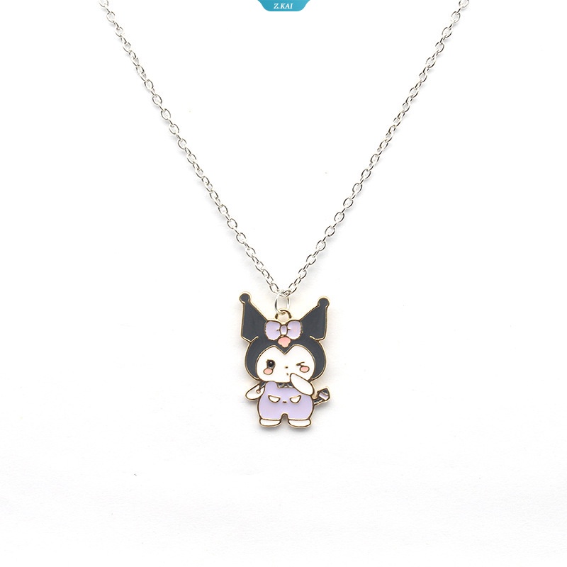 Kawaii Sanrio My Melody Kuromi Devil Alloy Kalung Kartun Liontin Perhiasan Lucu Perhiasan Hadiah Untuk Gadis Wanita Mainan Ulang Tahun [ZK]