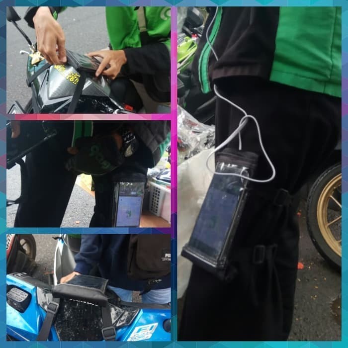 Holder Motor Waterproof Tali Gojek Ojek Online Anti Air Tas HP Smartphone waterproof Holder motor tali