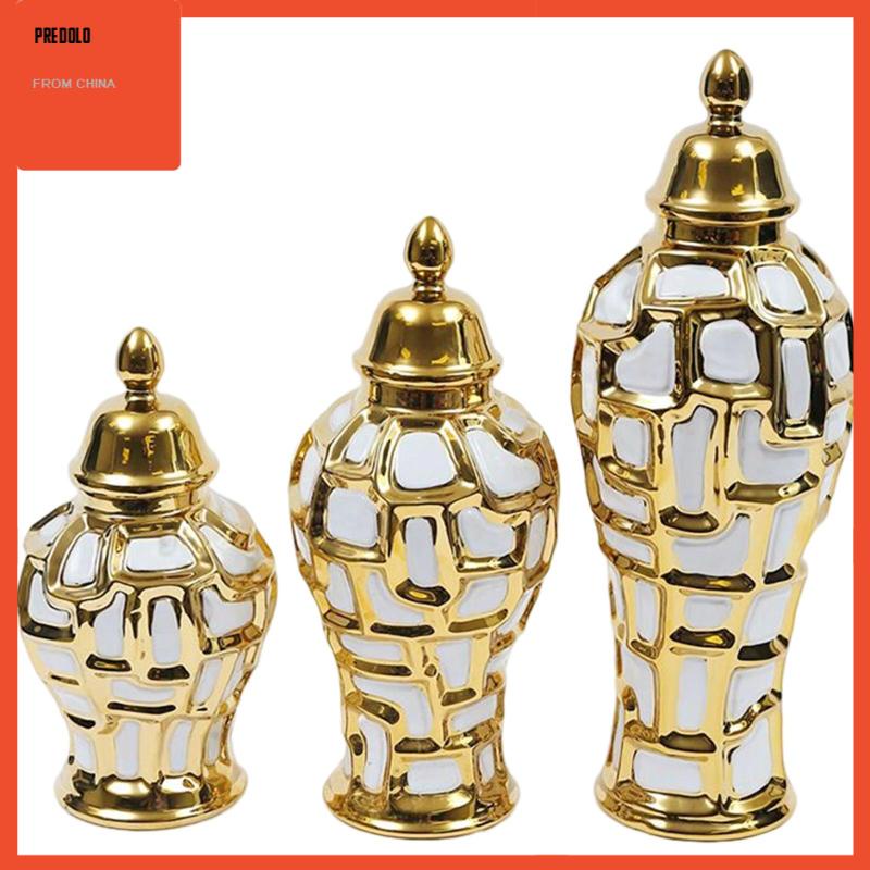 [Predolo] Ginger Jar Ceramic with Lid Vas Hias Dekorasi Rumah Candi