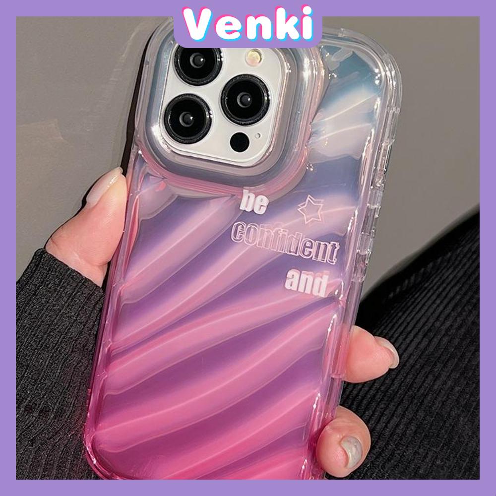 VENKI - For iPhone 11 iPhone Case Laser Reflective Transparent Phone Case TPU Soft Shockproof Airbag Case Protection Gradient Pink English Compatible with iPhone 14 13 Pro max 12