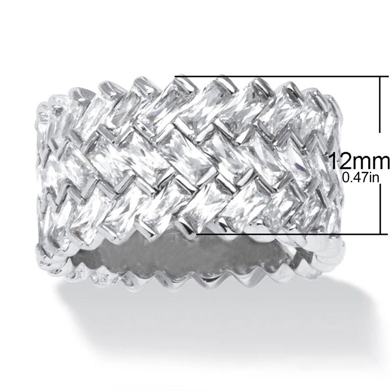 Persegi Panjang Cubic Zirconia Paved Wanita Jari-Cincin Setengah CZ Desain Fashion Lady's Aksesoris Daily Wearable Party Jewelry