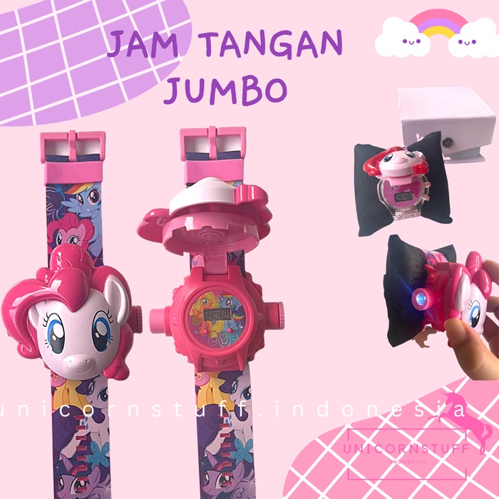 Jam Tangan Anak Motif Unicorn Pony Cewek Perempuan Free Box Pink Lucu