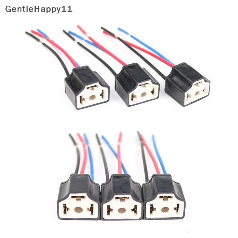 Gentlehappy H4 Tiga Lubang Kawat Keramik Kabel Bohlam Lampu Kepala Mobil Lamp Harness Socket Plug id