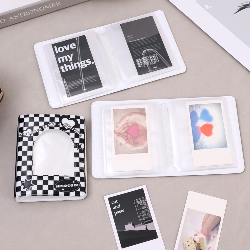3inci INS Gaya Kreatif Hitam Putih Cetak Melubangi Album Foto Penyimpanan Foto Koleksi Buku Plug-in Portable Mini Photocard Holder