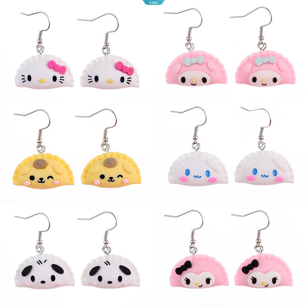 1pasang Menyenangkan Lucu Kartun Warna-Warni Anting Simulasi Makanan Bermain Datar Dumpling Earrings Kreatif Childlike Fun Girl Heart Ear Hook [ZK]