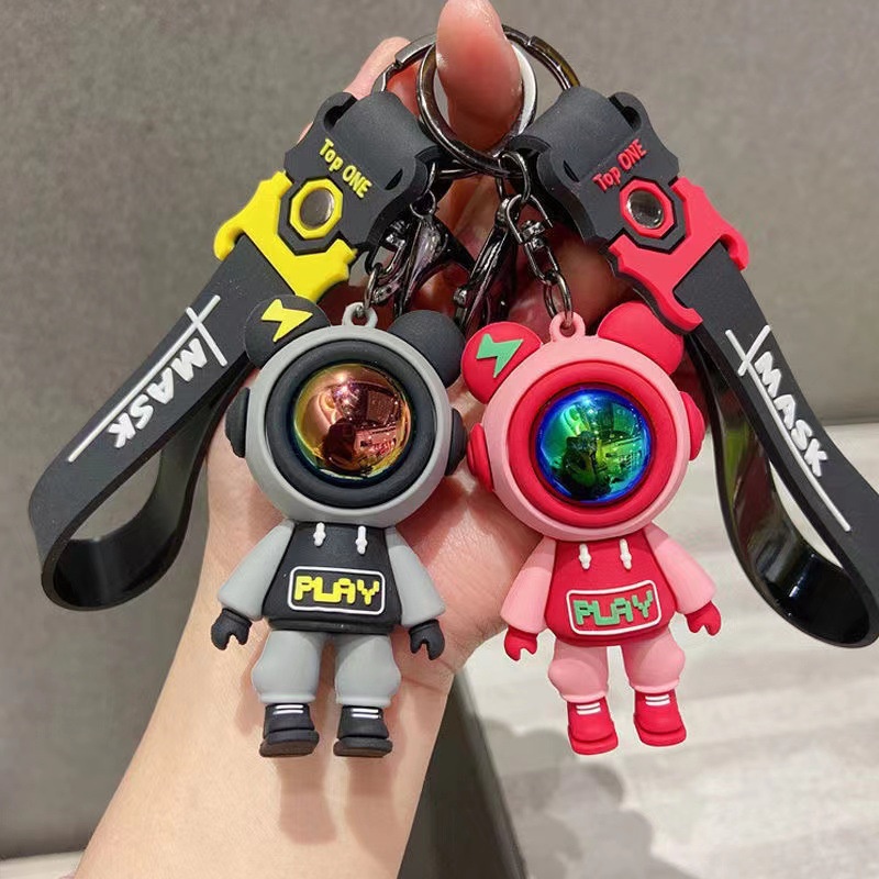 Kartun Planet Astronot Gantungan Kunci/Indah Robot Beruang Kelinci Key Rings Pendant/Kreatif Tas Pesona Aksesoris