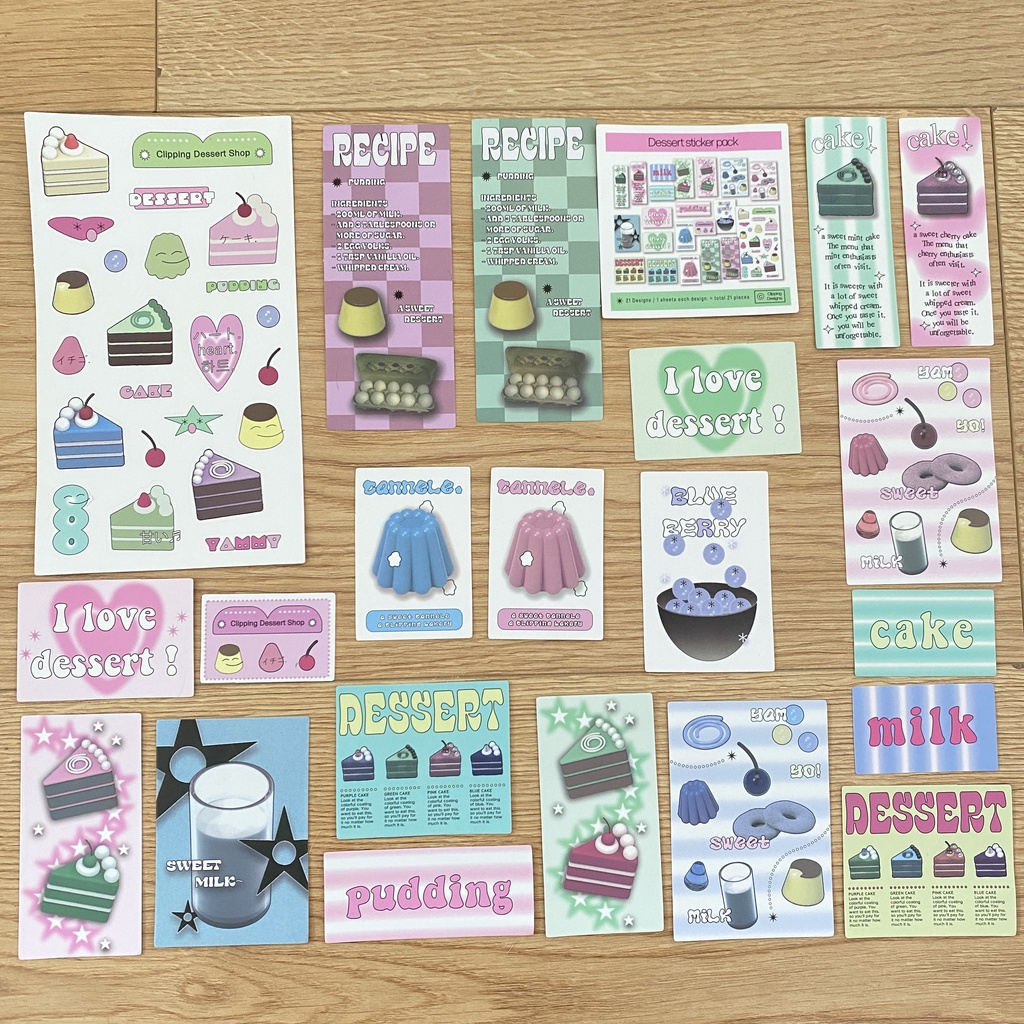 Ins Dessert Pink Daily Handbook Bahan Card Sticker Pack Set Phone Case Dekorasi Stiker Properti Foto