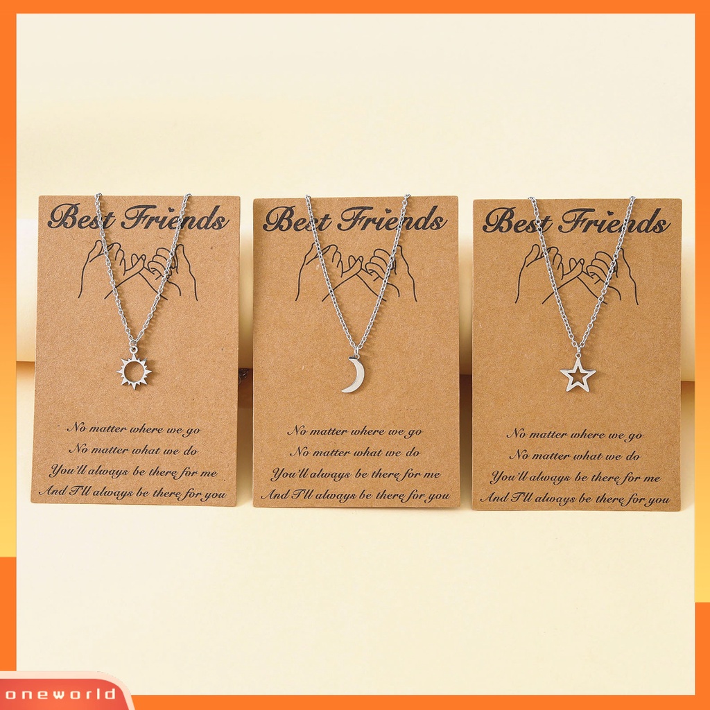 [ONE] 3pcs Unisex Kalung Matahari Bulan Bintang Adjustable Perhiasan Indah Lucu Klavikula Kalung Untuk Pesta