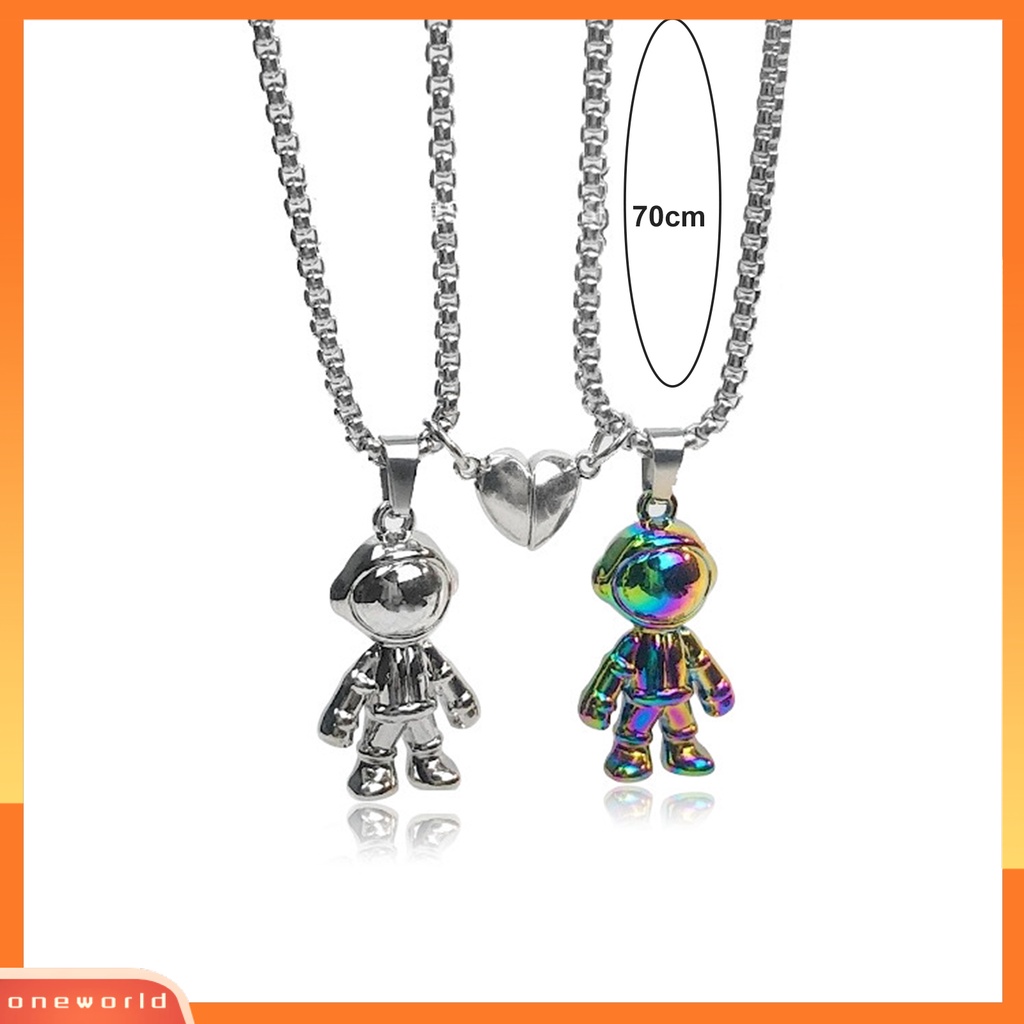 [ONE] 2 Pcs Permukaan Halus Pengerjaan Indah Pasangan Kalung Kreatif Desain Ruang Astronot ic Gesper Persahabatan Kalung Perhiasan Aksesori