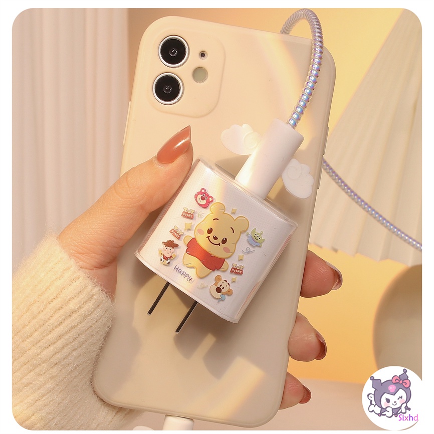 Lucu Fashion Transparan Pengisian Kepala Case Cover Pelindung Kompatibel Untuk iPhone 18W Silicon Tpu Anti Jatuh Shockproof Clear Charging Head Case