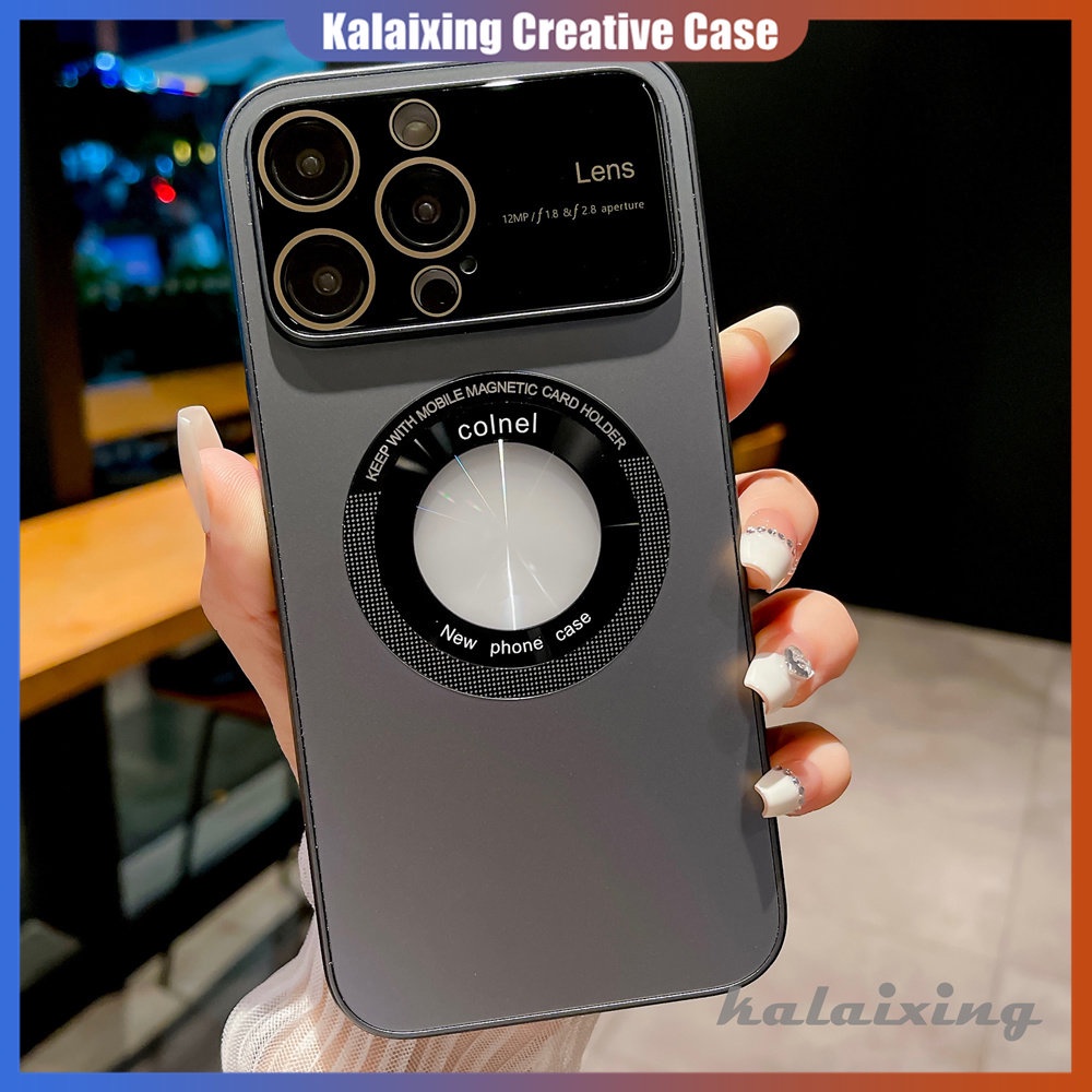 Casing Hard Case Frosted Untuk iPhone 14 Pro Max12 11 Pro Max Dengan Film Perlindungan Lensa Kaca Penutup Belakang Fungsi Magnetik