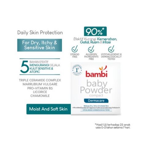 Bambi Baby Compact Powder Dermacare 40gr | Bedak Padat Bayi Anak Khusus kulit Atopic / Eczema / Eksim / Triple Ceramide Powder | Bedak Atopik Pertama di INDONESIA