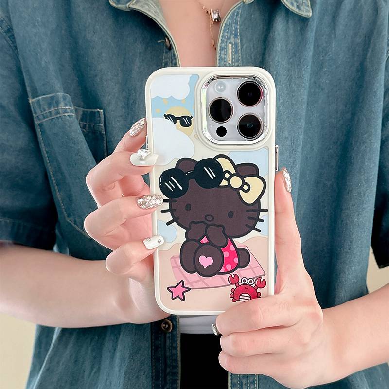 Summer Holiday Kitty Soft Silicon Case HP iP iPhone 12 13 14 Pro Max 11 Girl Woman FTD Casing Apple