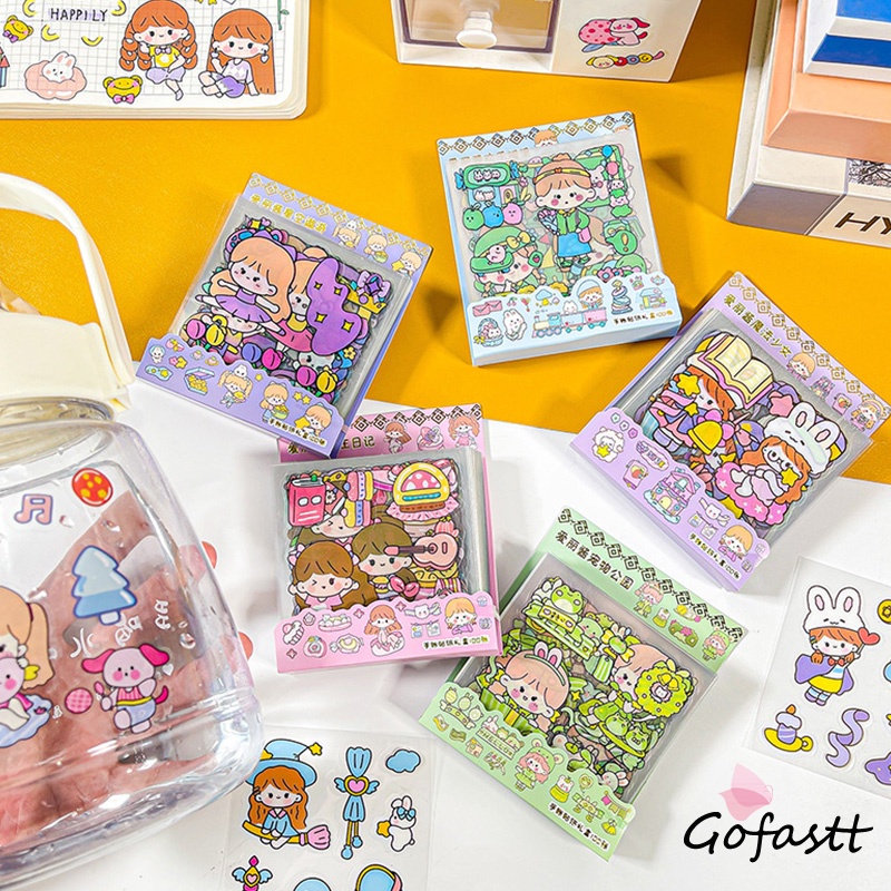 

100pcs Lembar Stiker Deco Set Waterproof Kartun Lucu ekorasi Alat Tulis Siswa Stiker Kartun-G