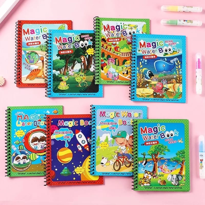 WE Magic Water Book Buku Gambar Mewarnai Ajaib Magic Water Pen Buku Warna Mainan Edukasi Anak Coloring Books