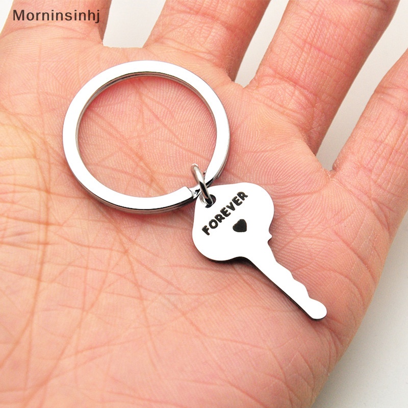 Mornin 1Set Stainless Steel Hadiah Kekasih Pernikahan Nikmat Pasangan Hatiku Gantungan Kunci Fashion Keyring Key Fob id