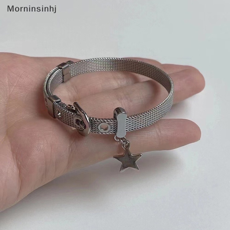 Mornin Y2k Perhiasan Lucu Punk Gelang Retro Gelang Adjustable Sabuk Pergelangan Tangan Gesper Gaya Manset Bangle Gelang Bintang Liontin Trending id