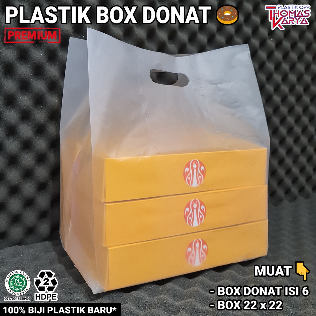 Kantong Plastik Bening HD Box Donat isi 50 Kemasan Dus Pizza 25x25 Transparan Model Jinjing